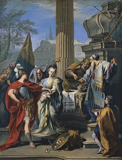 Het offer van Polyxena door Giovanni Battista Pittoni