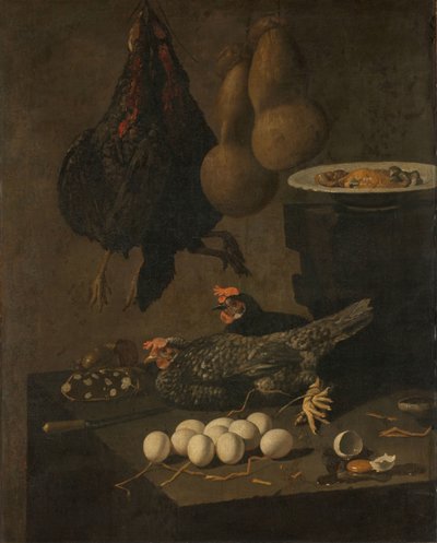 Stilleven met Kippen en Eieren door Giovanni Battista Recco
