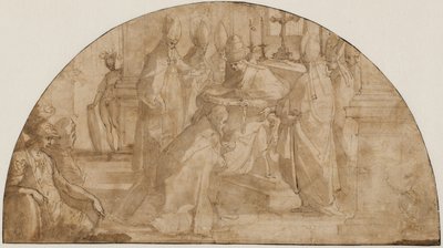 Een paus die een bisschop wijdt: studie voor een lunet door Giovanni Battista Ricci
