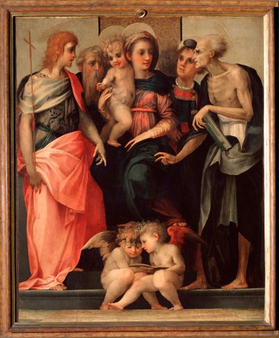 Heilige conversatie (Ognissanti altaarstuk) door Giovanni Battista Rosso Fiorentino