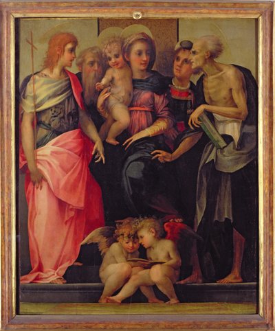 Madonna en Kind met Heiligen, c.1518 (detail) door Giovanni Battista Rosso Fiorentino