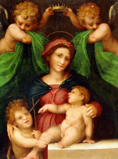 De Madonna en Kind met de Jonge Sint Johannes de Doper en twee Engelen, c.1512 door Giovanni Battista Rosso Fiorentino