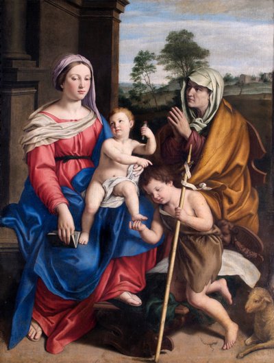 De Maagd en het Kind met Sint Elisabeth en de Jonge Sint Jan door Giovanni Battista Salvi da Sassoferrato