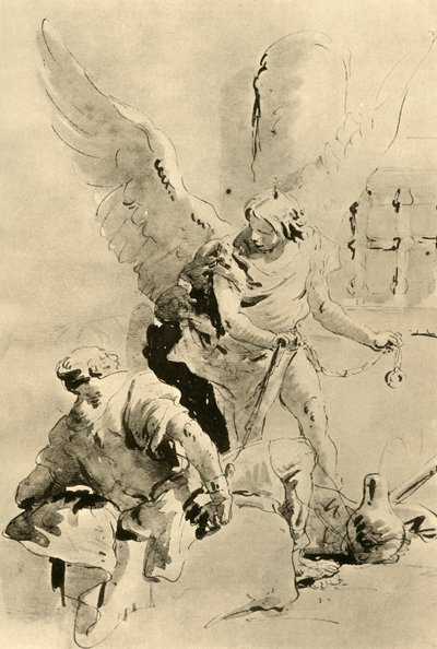 Een engel verschijnt aan de apostel Petrus in de gevangenis, midden 18e eeuw, 1928 door Giovanni Battista Tiepolo