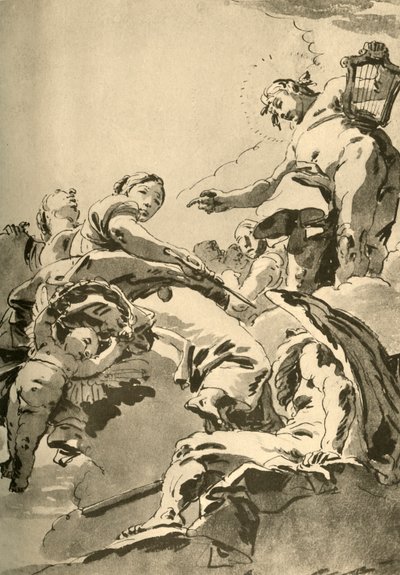 Apollo, de Muzen en Chronos, ca. 1730, 1928 door Giovanni Battista Tiepolo
