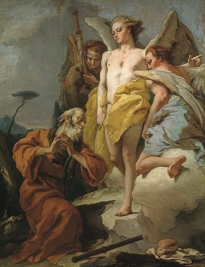 Bezoek van de drie Engelen bij Abraham. Om 1770 door Giovanni Battista Tiepolo