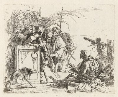 De dood geeft audiëntie, uit Vari capricci door Giovanni Battista Tiepolo