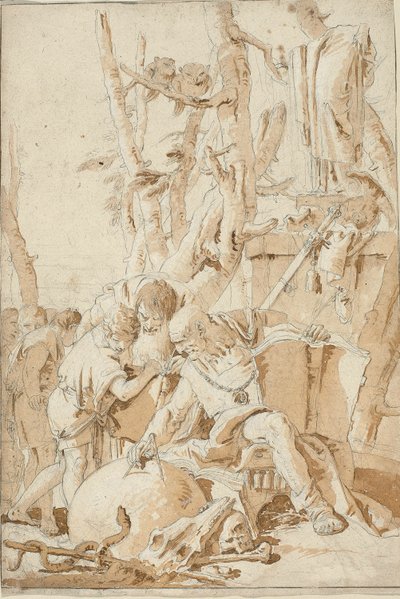 Democritus en Heraclitus lachen en treuren om de dwaasheden van de wereld door Giovanni Battista Tiepolo