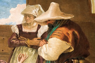 Detail (Angelica en Medoro Nemen Afscheid van de Boeren), uit de Kamer van Orlando Furioso in de Palazzina door Giovanni Battista Tiepolo