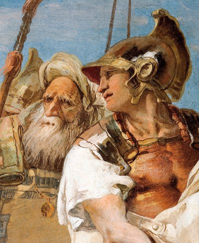 Detail van Aeneas, uit Aeneas presenteert Cupido, vermomd als Ascanius, aan Dido, uit de Kamer van de Aeneis in de Palazzina, 1757 door Giovanni Battista Tiepolo