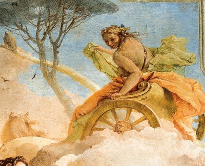 Detail van Armida, uit Armida ontvoert de slapende Rinaldo, uit de Kamer van Jeruzalem Bevrijd in de Palazzina, 1757 door Giovanni Battista Tiepolo