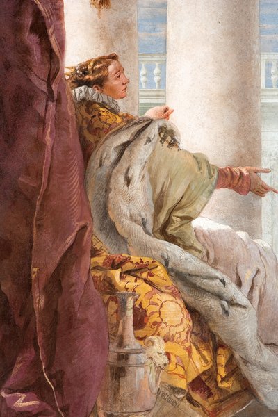 Detail van Dido, uit Aeneas presenteert Cupido, vermomd als Ascanius, aan Dido, uit de Kamer van de Aeneis in de Palazzina, 1757 door Giovanni Battista Tiepolo