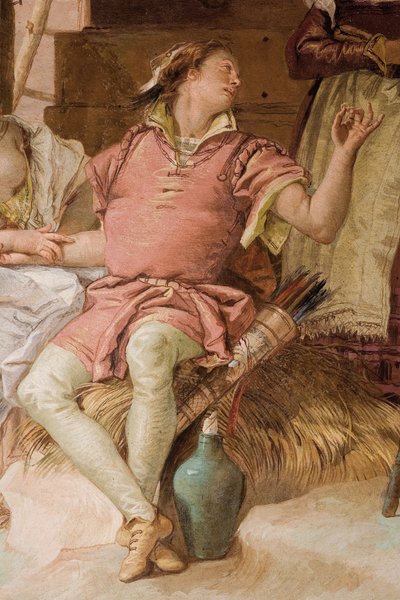 Detail van Medoro van Angelica en Medoro nemen afscheid van de Boeren, van de Kamer van Orlando Furioso in de Palazzina, 1757 door Giovanni Battista Tiepolo