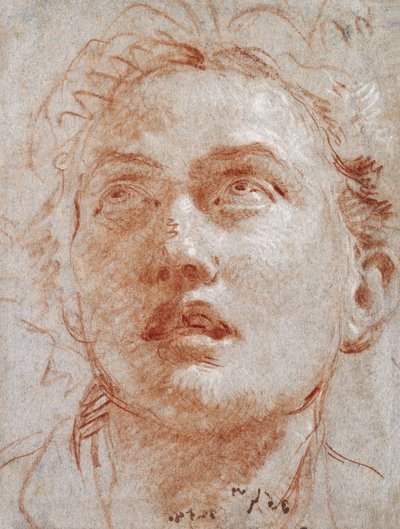Hoofd van een man die omhoog kijkt door Giovanni Battista Tiepolo
