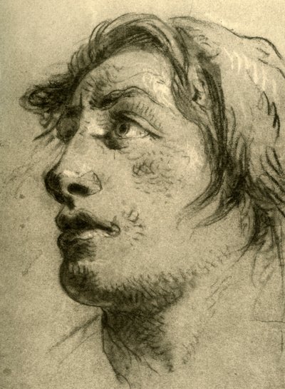 Hoofd van een Jongeling, bijna in profiel en omhoog kijkend, midden 18e eeuw, 1928 door Giovanni Battista Tiepolo