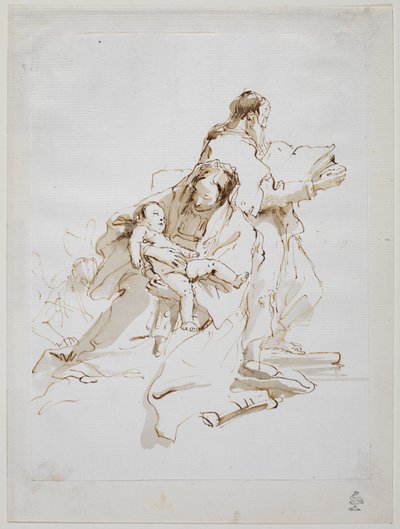 Heilige Familie met Sint Jozef die leest door Giovanni Battista Tiepolo