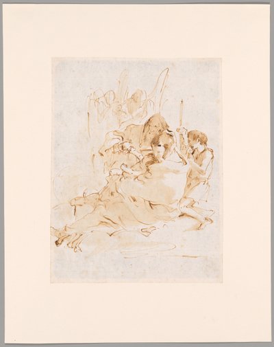 Heilige Familie met Johannes en twee engelen door Giovanni Battista Tiepolo