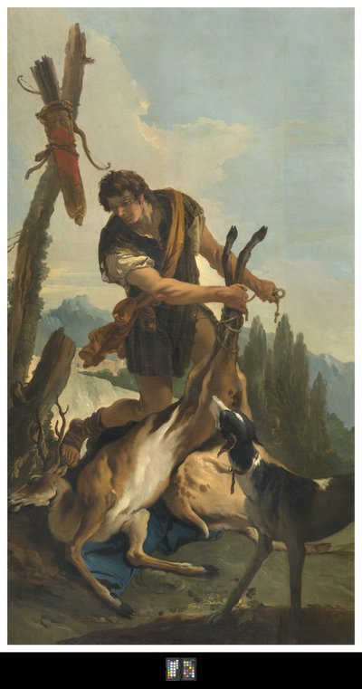 Jager met hert, 1718 door Giovanni Battista Tiepolo