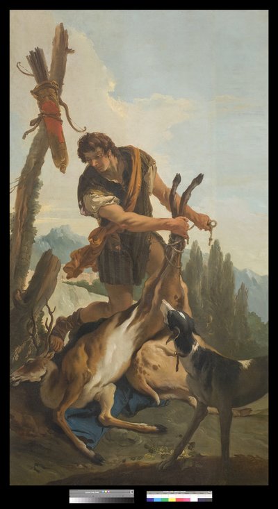 Jager met hert, 1718 door Giovanni Battista Tiepolo