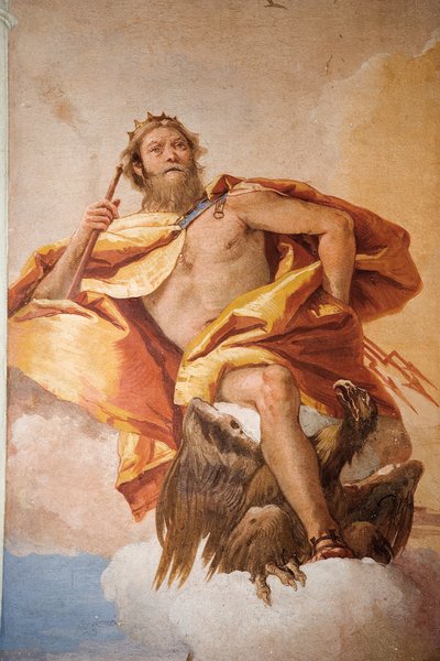 Jupiter de Donderaar met Adelaar, uit de Kamer van Olympische Goden in de Foresteria door Giovanni Battista Tiepolo