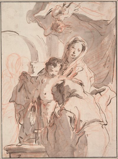 Madonna en kind met heilige door Giovanni-Battista Tiepolo