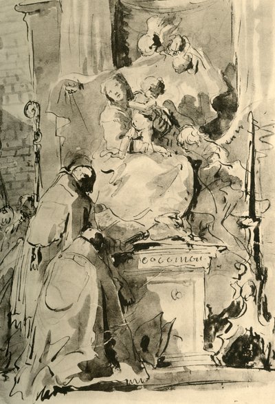 Madonna op de troon en twee bisschoppen, midden 18e eeuw, 1928 door Giovanni Battista Tiepolo