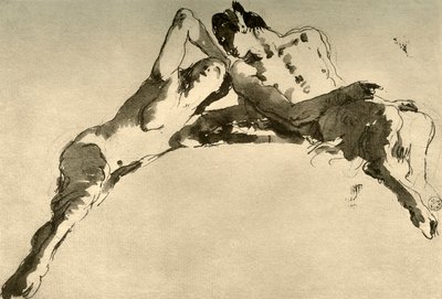 Mannelijke en vrouwelijke faun, midden 18e eeuw, 1928 door Giovanni Battista Tiepolo
