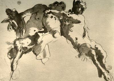 Mannelijke en vrouwelijke faun met amphora, midden 18e eeuw, 1928 door Giovanni Battista Tiepolo