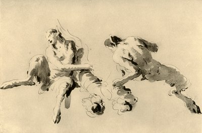 Mannelijke en vrouwelijke faun met hoorn des overvloeds, midden 18e eeuw, 1928 door Giovanni Battista Tiepolo