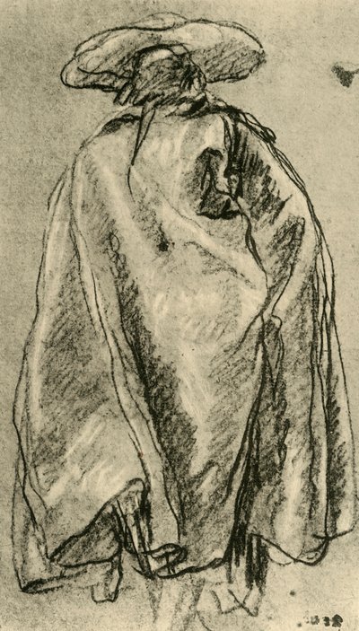 Man in een Grote Mantel van achteren gezien, 1752, 1928 door Giovanni Battista Tiepolo