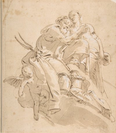 Mariene godheid met vrouwelijke figuur door Giovanni Battista Tiepolo