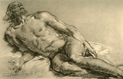 Naakt liggend, de bovenste helft van het lichaam gedeeltelijk opgetild, 1752, 1928 door Giovanni Battista Tiepolo
