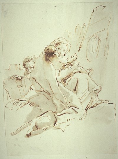 Rust op de vlucht naar Egypte door Giovanni Battista Tiepolo