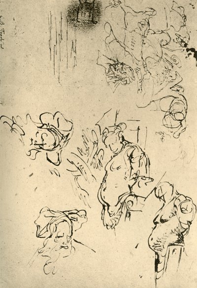 Satyr Herms en Oosterse hoofden, midden 18e eeuw, 1928 door Giovanni Battista Tiepolo