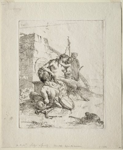 Scherzi: Satyr Familie met de Obelisk door Giovanni Battista Tiepolo