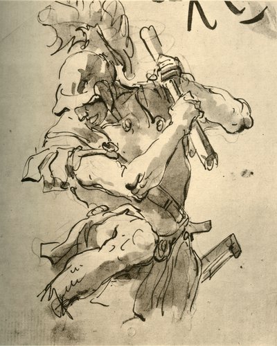 Soldaat heft zijn arm om te slaan door Giovanni Battista Tiepolo