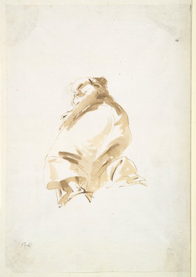 Staande vrouwelijke figuur gezien van achteren en van onderen door Giovanni Battista Tiepolo