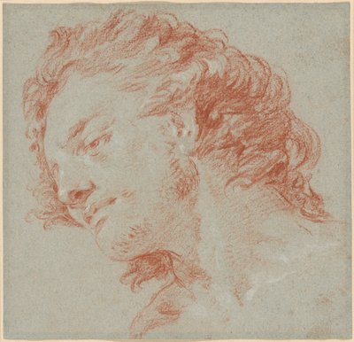 Het hoofd van een jonge man in profiel naar links (recto); Studies van allegorische figuren (verso) door Giovanni Battista Tiepolo