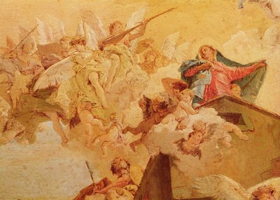 Vertaling van het Heilige Huis van Nazareth naar Loreto (detail) door Giovanni Battista Tiepolo