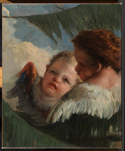 Twee hoofden van engelen door Giovanni Battista Tiepolo