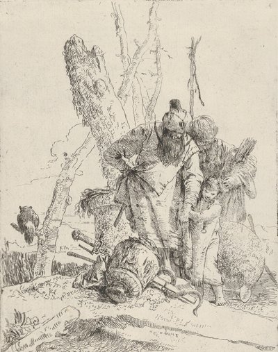 Twee astrologen en een jongen, uit de Scherzi door Giovanni Battista Tiepolo