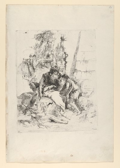 Twee magiërs en twee jongens, uit de Scherzi door Giovanni Battista Tiepolo