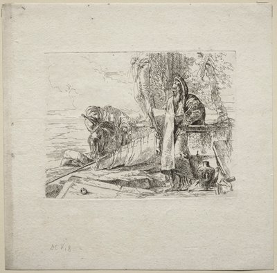 Verschillende Caprices: De filosoof staand met boek door Giovanni Battista Tiepolo