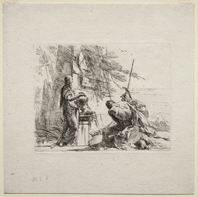 Verschillende Caprices: De Vrouw Staande met Handen op een Vaas, 1785 door Giovanni Battista Tiepolo