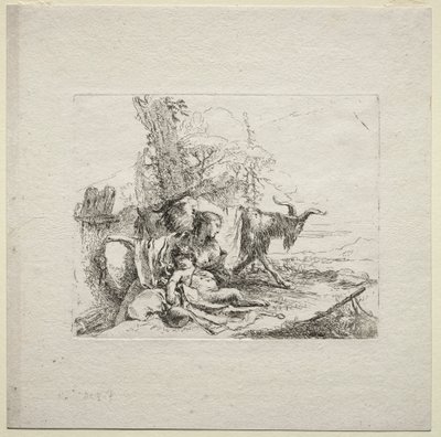 Verschillende Caprices: De vrouw met tamboerijn door Giovanni Battista Tiepolo