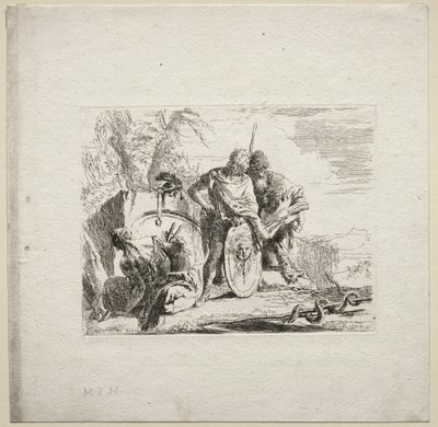 Verschillende caprices: De jonge soldaat en de astroloog, 1785 door Giovanni Battista Tiepolo
