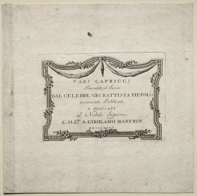 Verschillende Caprices: Titelpagina door Giovanni Battista Tiepolo