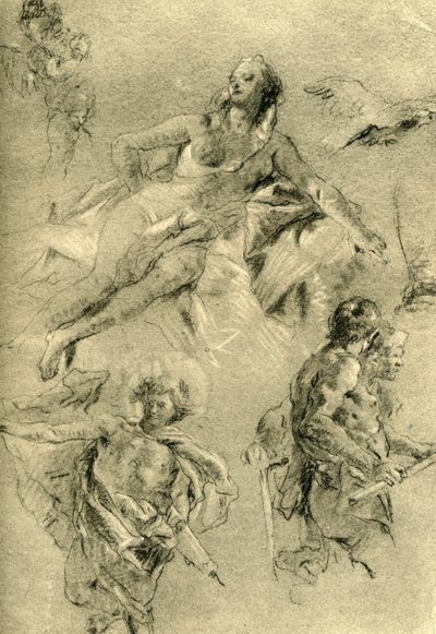 Venus rustend en andere figuren door Giovanni Battista Tiepolo