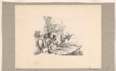 Vrouw met een Satyr-kind, uit de Vari Capricci door Giovanni Battista Tiepolo