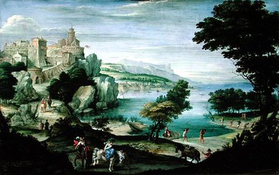 Kust met een kasteel door Giovanni Battista Viola